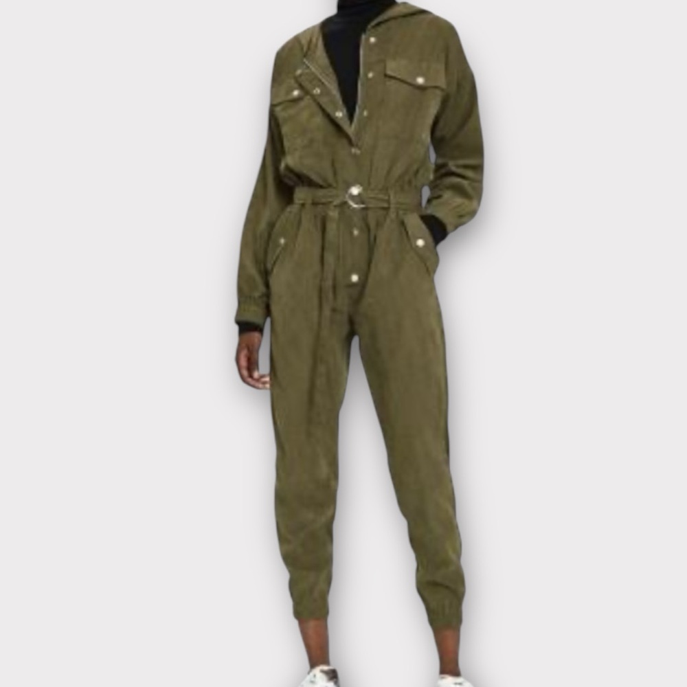 Farrow Women’s Jolyon Hooded Jumpsuit Medium Top Gun Army Boilersuit Coveralls